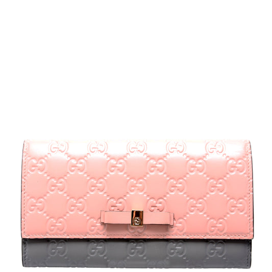 Ribbon Long Wallet Guccisima Pink/Gray