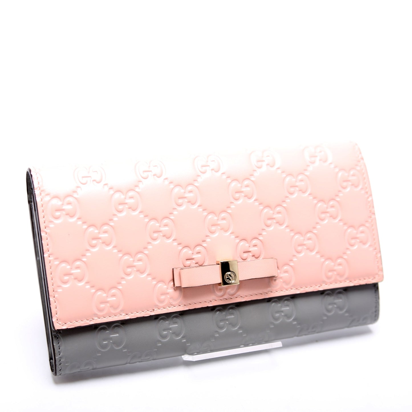 Ribbon Long Wallet Guccisima Pink/Gray