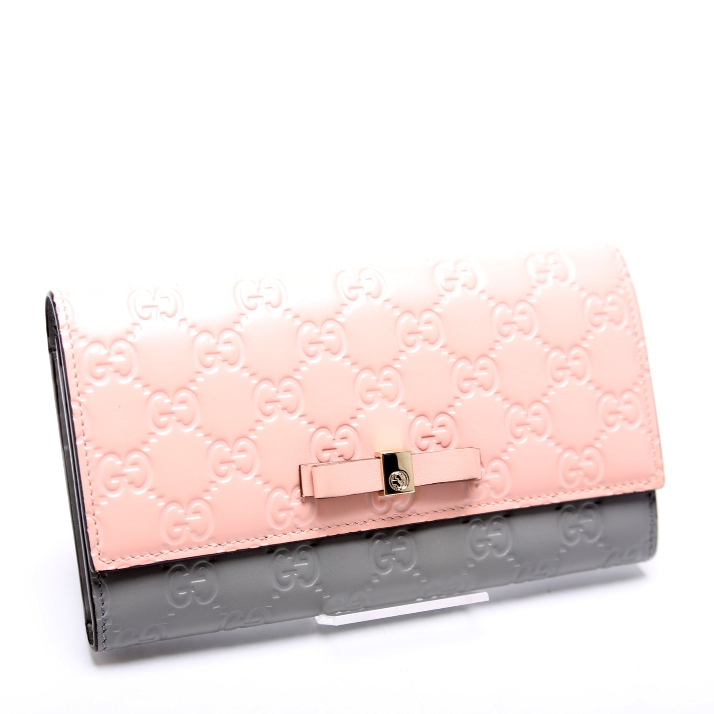 Gucci  Ribbon Long Wallet Guccisima Pink/Gray