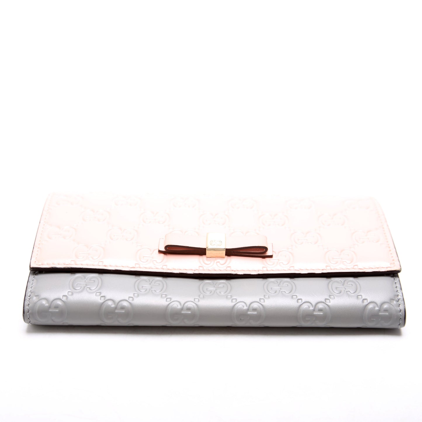 Gucci  Ribbon Long Wallet Guccisima Pink/Gray