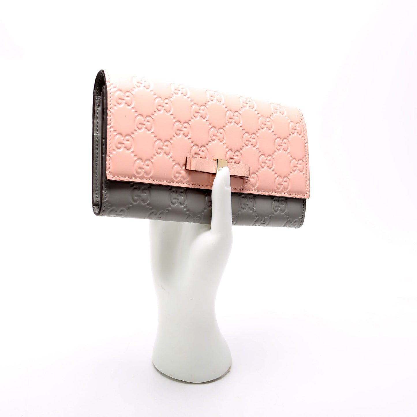 Ribbon Long Wallet Guccisima Pink/Gray