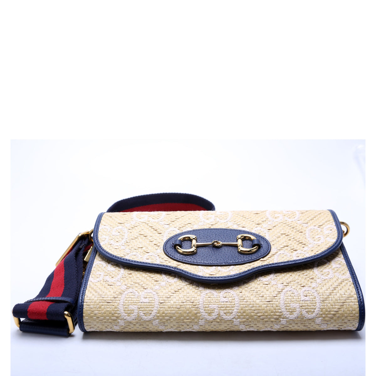 Horsebit  Raffia Beige/Navy
