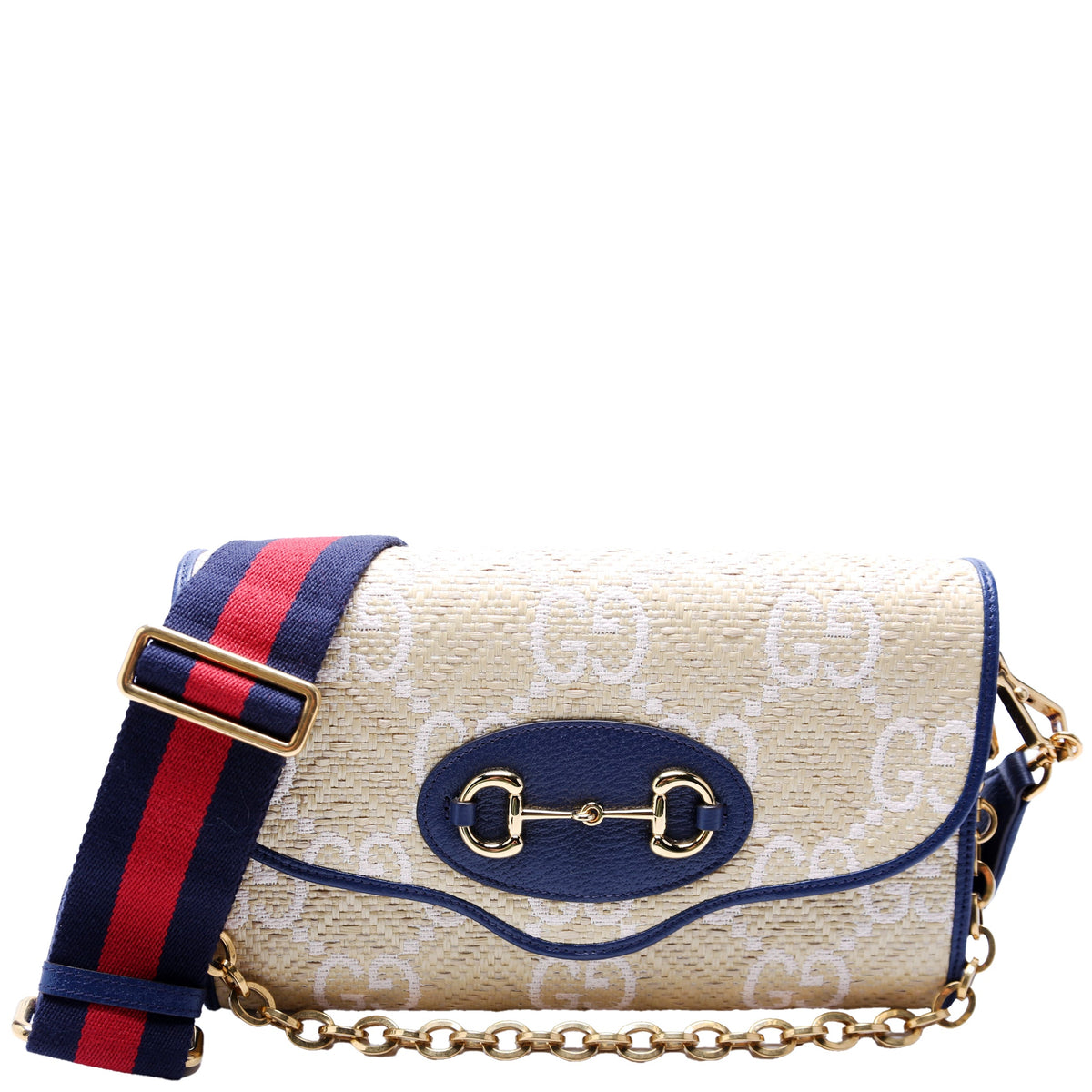 Horsebit  Raffia Beige/Navy