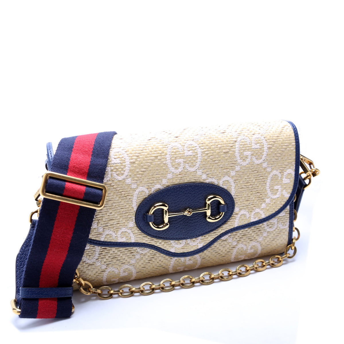 Horsebit  Raffia Beige/Navy