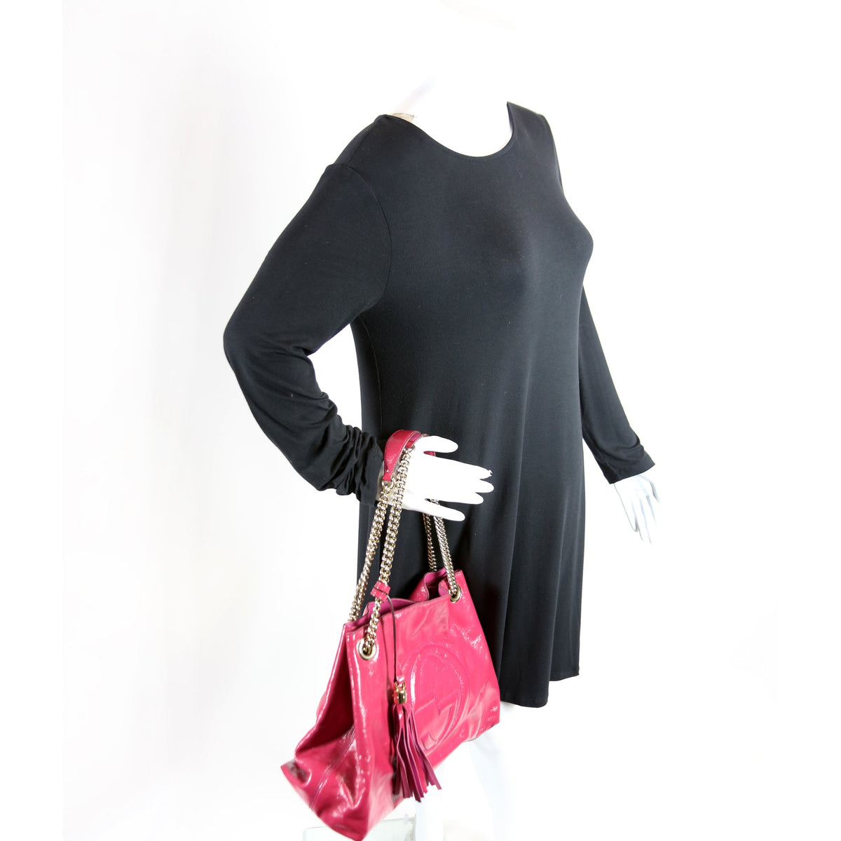 Soho Patent Leather Shoulder Medium Pink