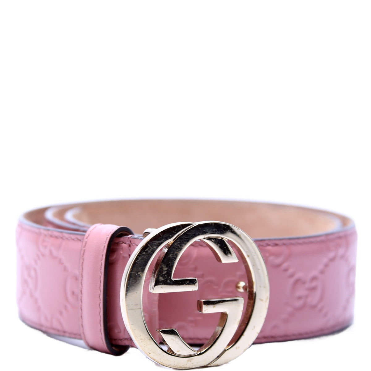 Interlocking GG Smooth Leather Belt Size / Pink