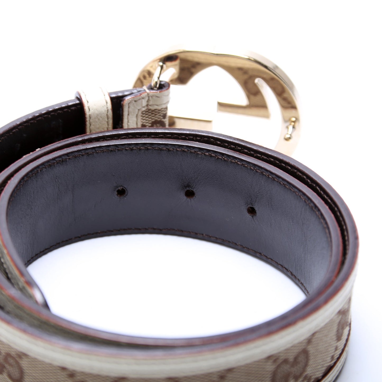 Gucci  Interlocking Leather Belt Size / Beige/White