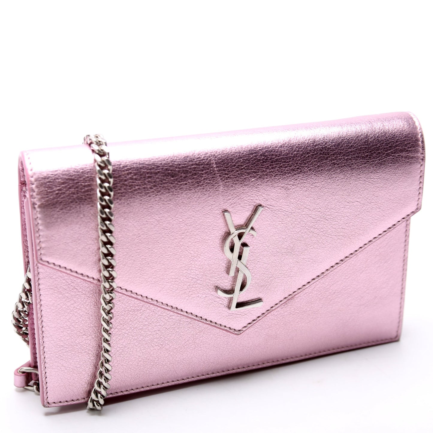 Envelope Chain Wallet Metallic Calfskin  Purple