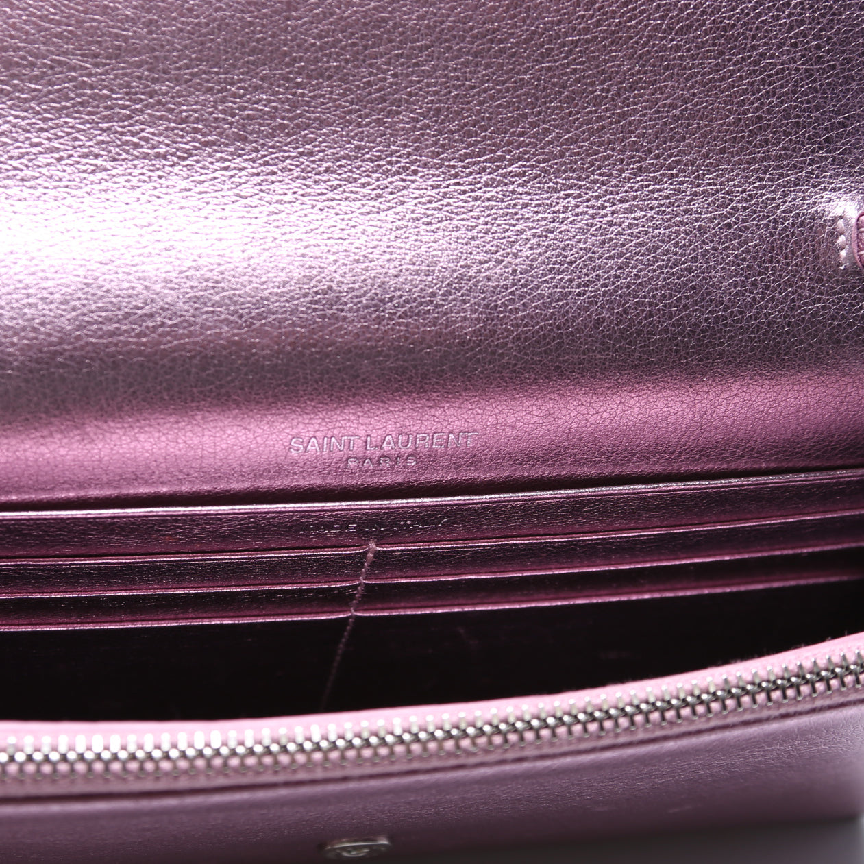 Envelope Chain Wallet Metallic Calfskin  Purple