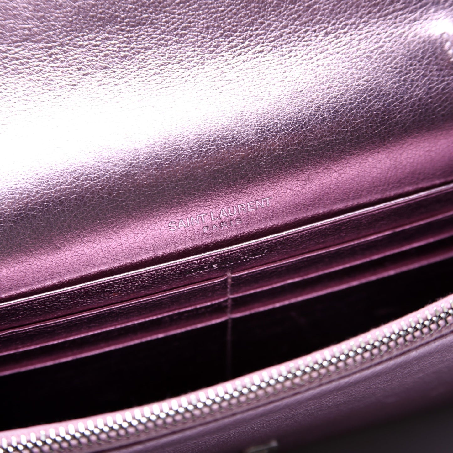 Envelope Chain Wallet Metallic Calfskin  Purple