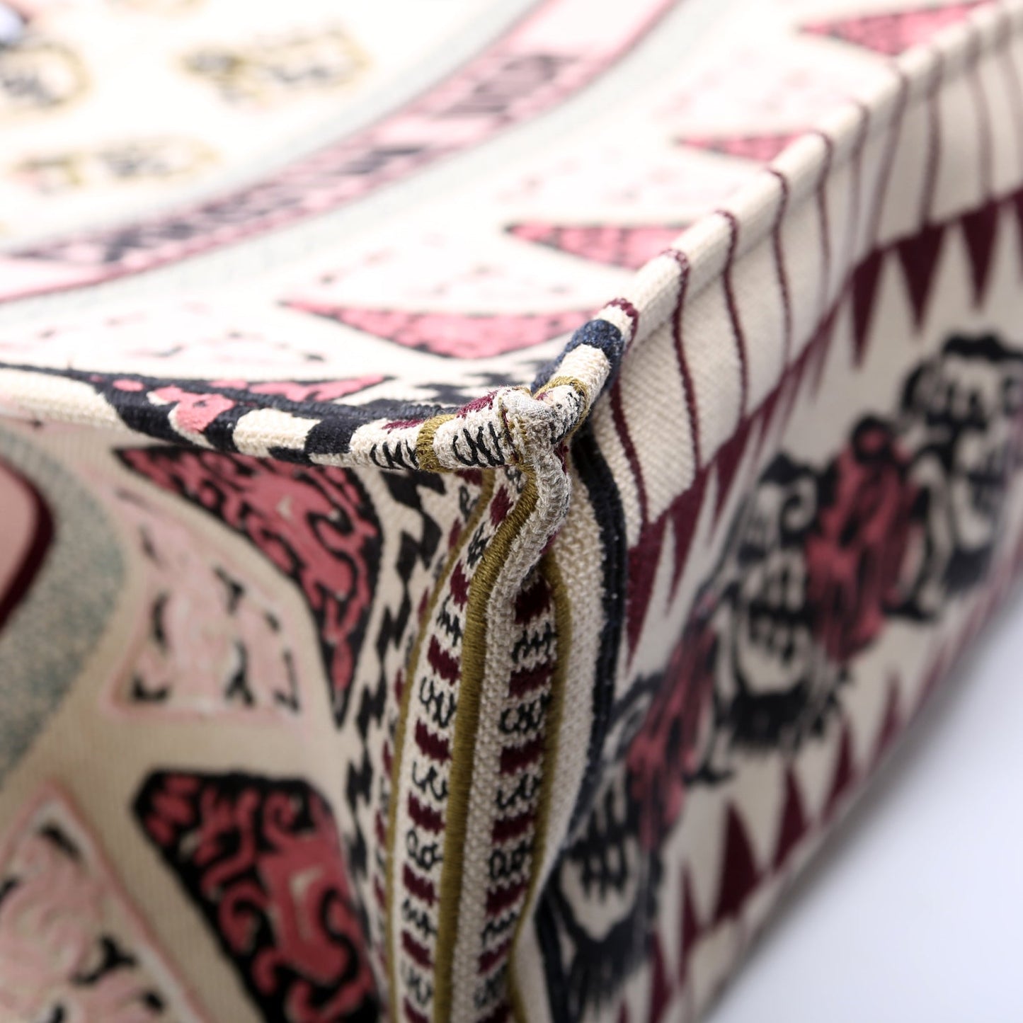 Book Tote Large Embroidered Pink