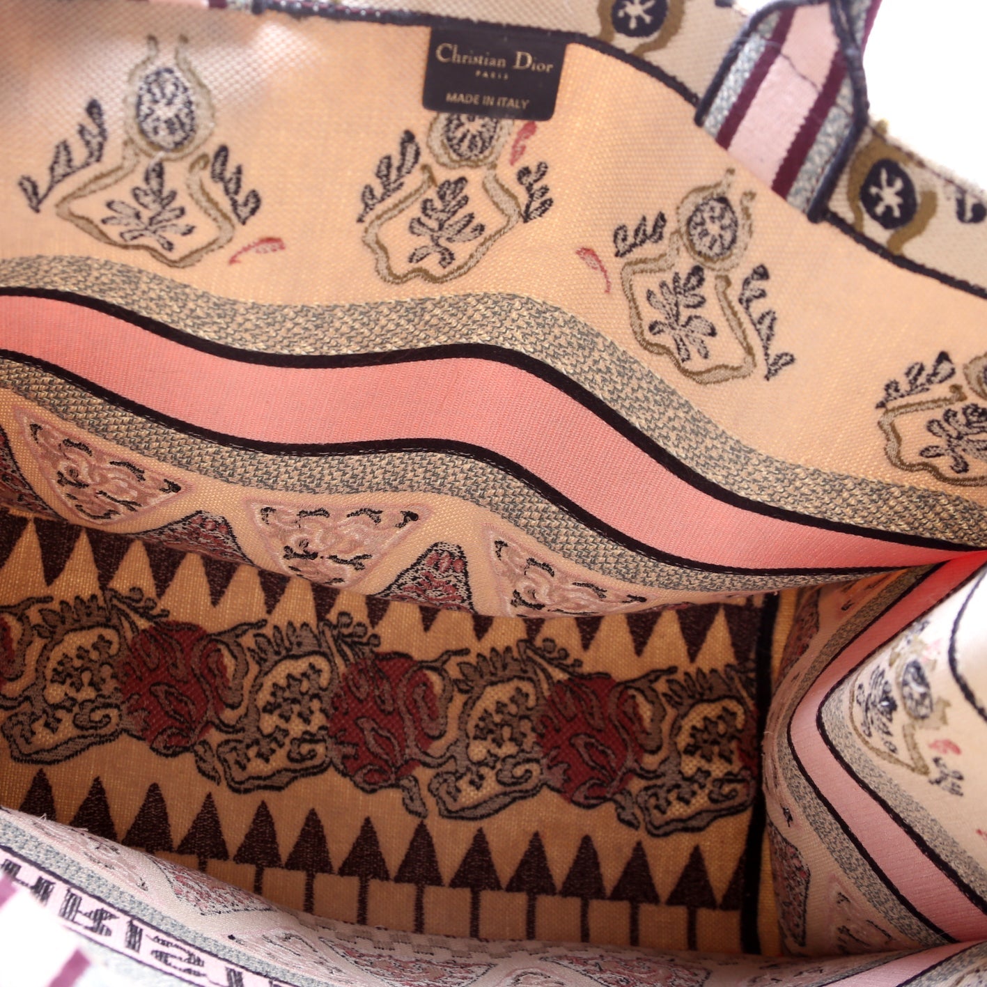 Book Tote Large Embroidered Pink