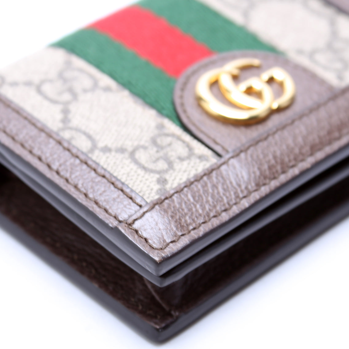 Ophidia GG Card Case Wallet Brown