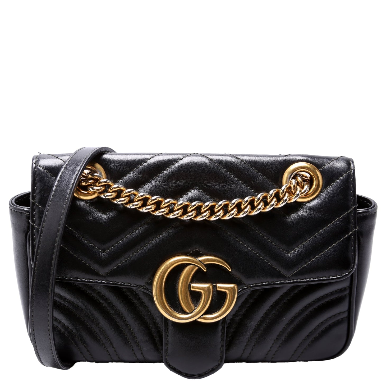 Gucci  Marmont Leather Shoulder Flap Mini Black