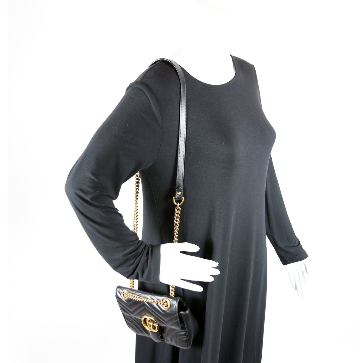 Marmont Leather Shoulder Mini Flap Black