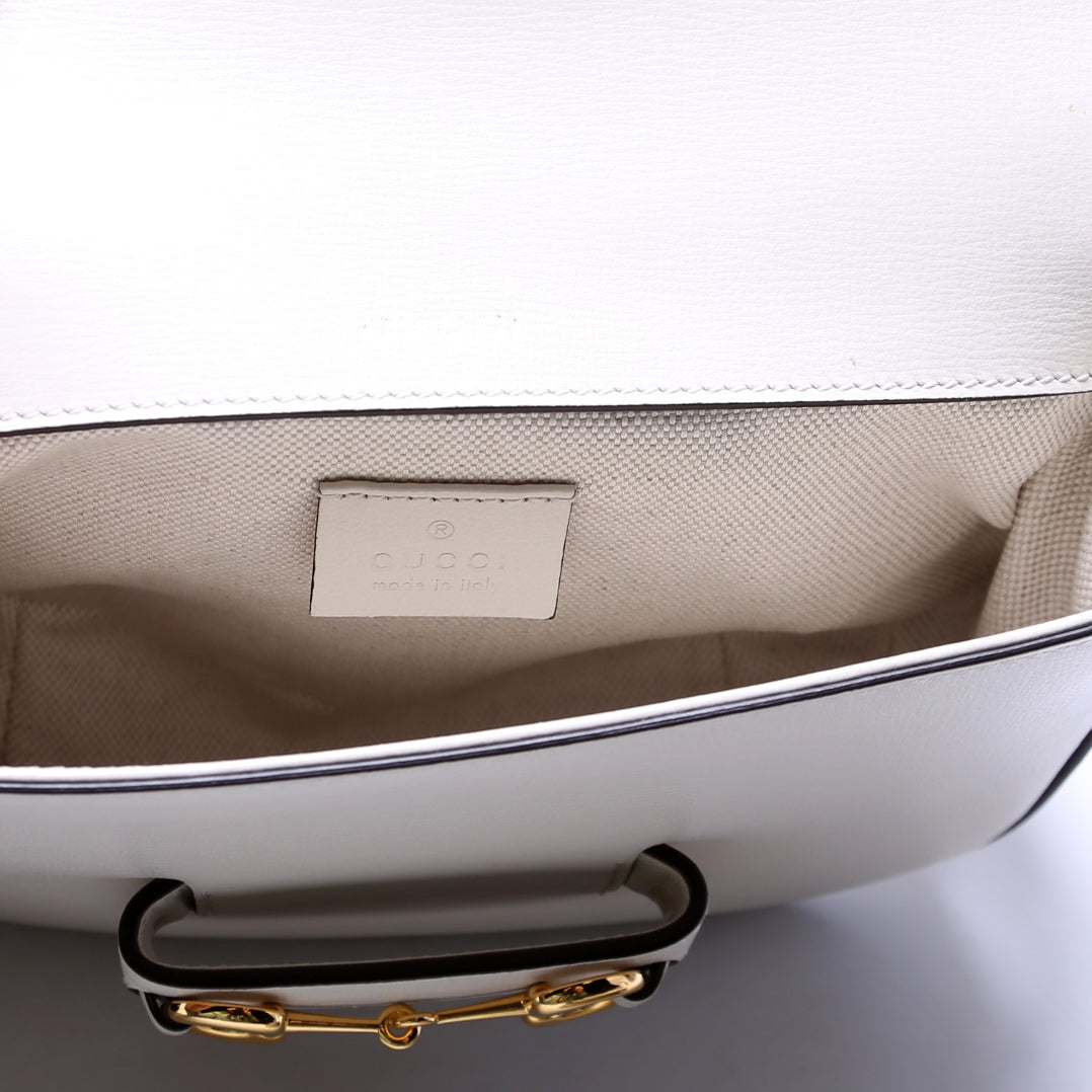 Horsebit Leather Mini Bag White