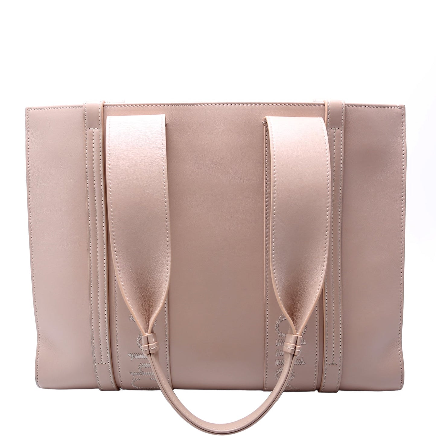 Woody Medium Leather Tote Pink