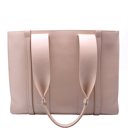Woody Medium Leather Tote Pink