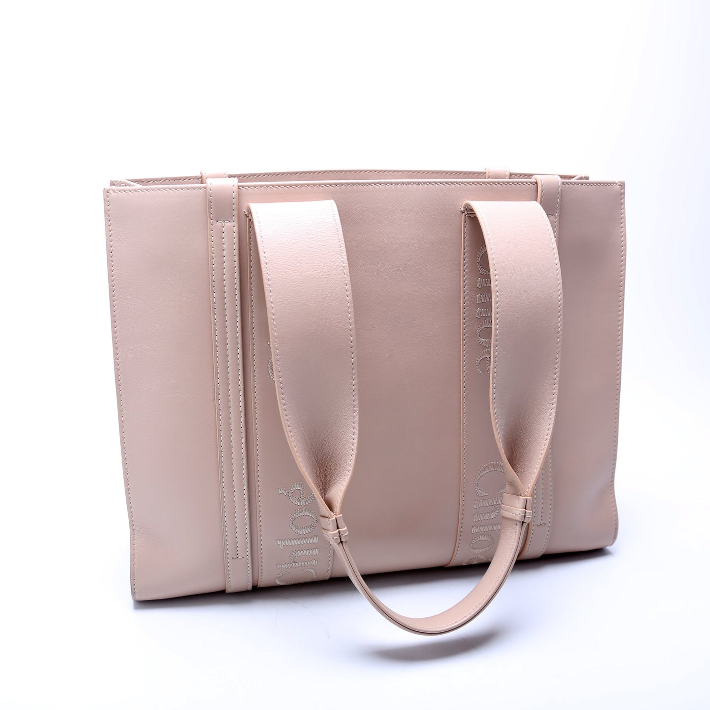 Woody Medium Leather Tote Pink
