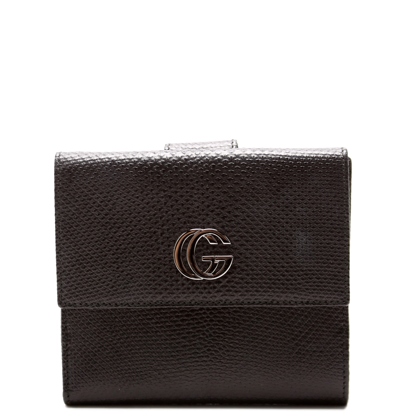 - GG Lizard Embossed Compact Trifold Wallet Black