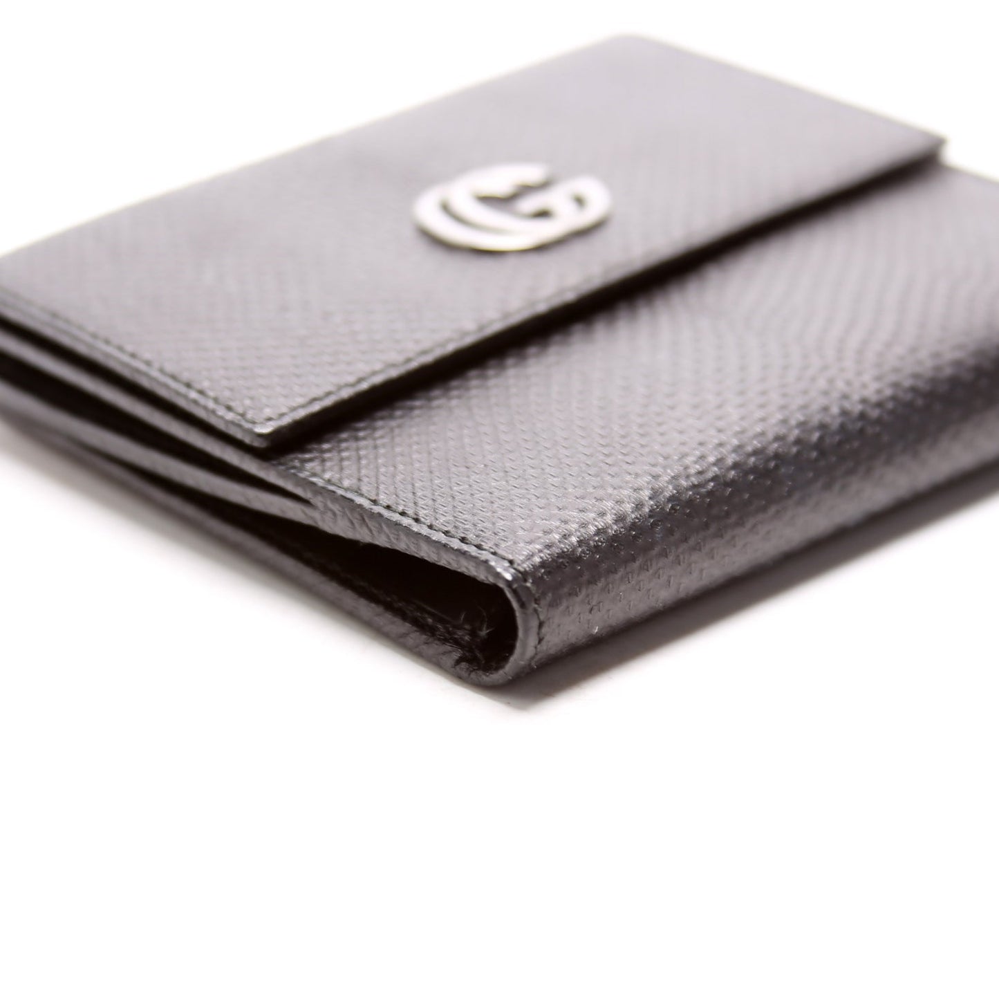 - GG Lizard Embossed Compact Trifold Wallet Black