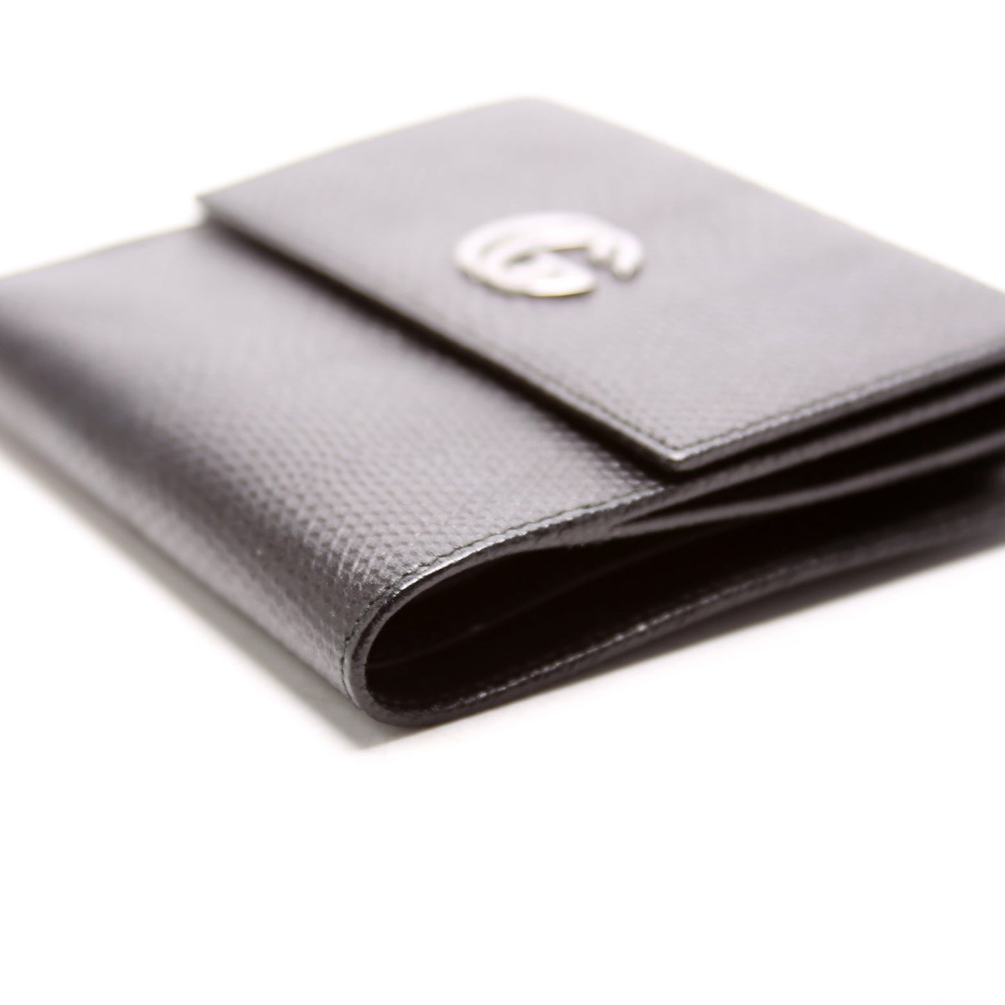 - GG Lizard Embossed Compact Trifold Wallet Black