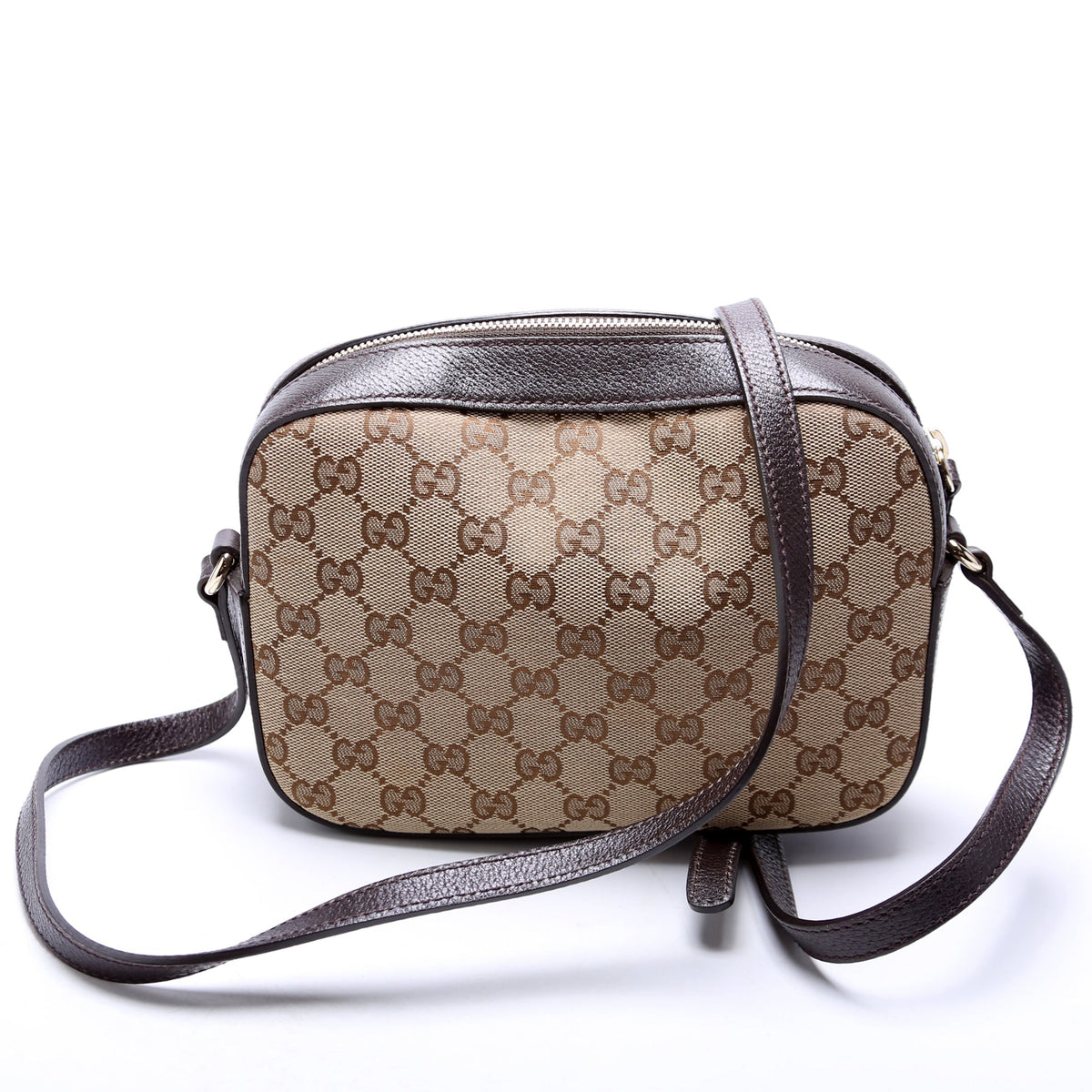 GG Canvas Bee Camera Bag Brown
