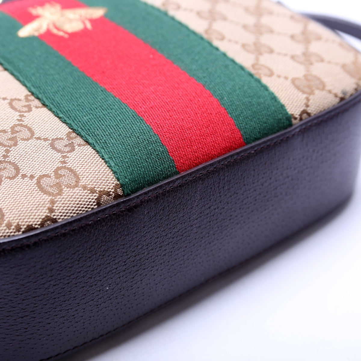 GG Canvas Bee Camera Bag Brown