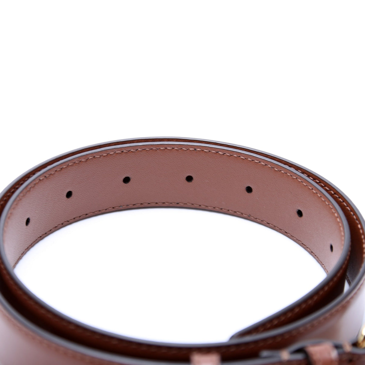 Mini TB Logo Leather Belt Size Small Brown