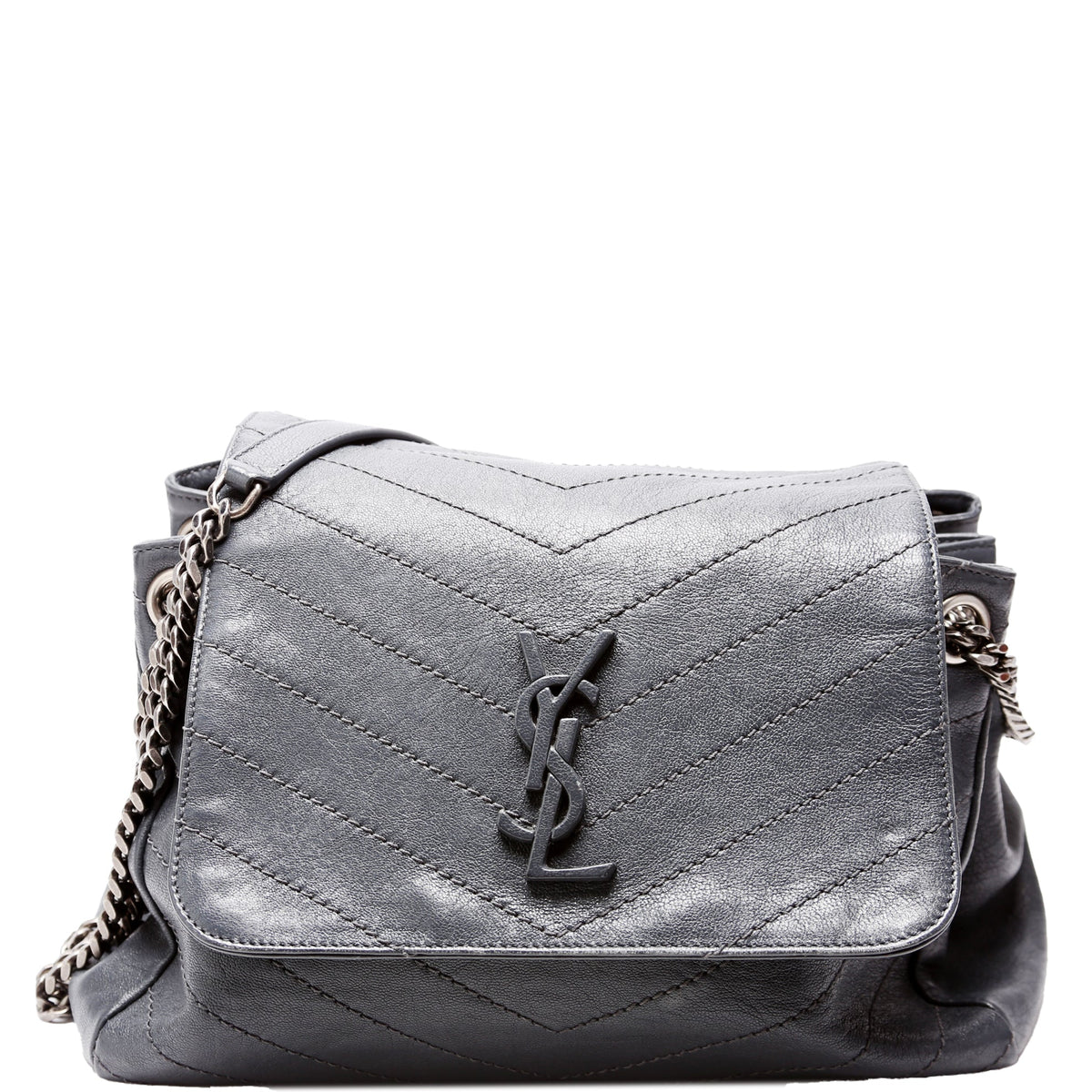 Quilted Pebbled Lambskin Nolita Medium Gray