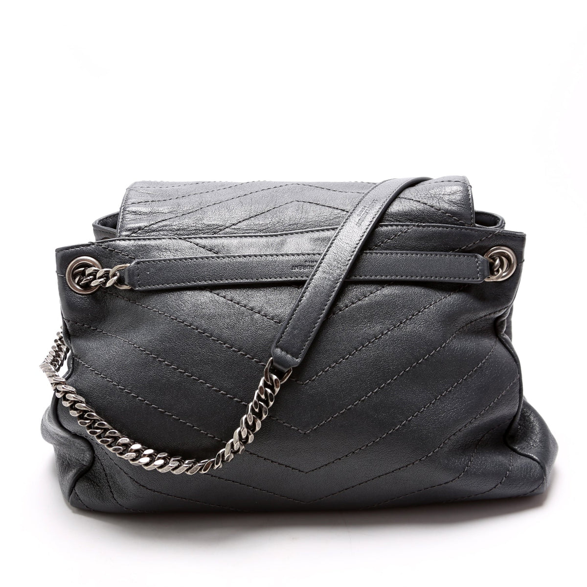 Quilted Pebbled Lambskin Nolita Medium Gray