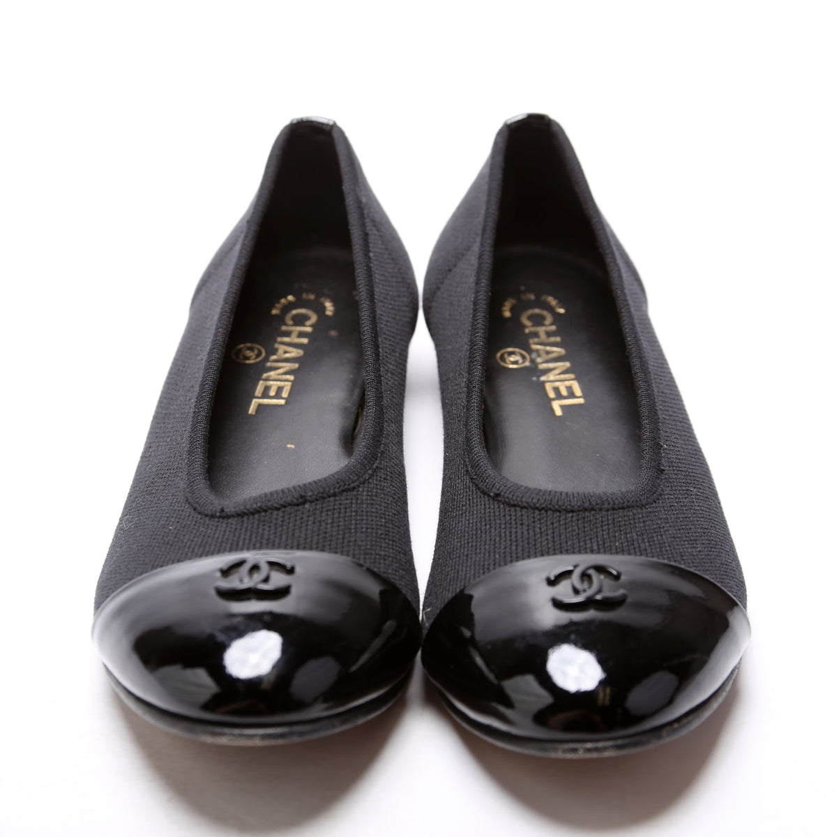 CC Ballet Patent/Knit Flats Size 39 Black