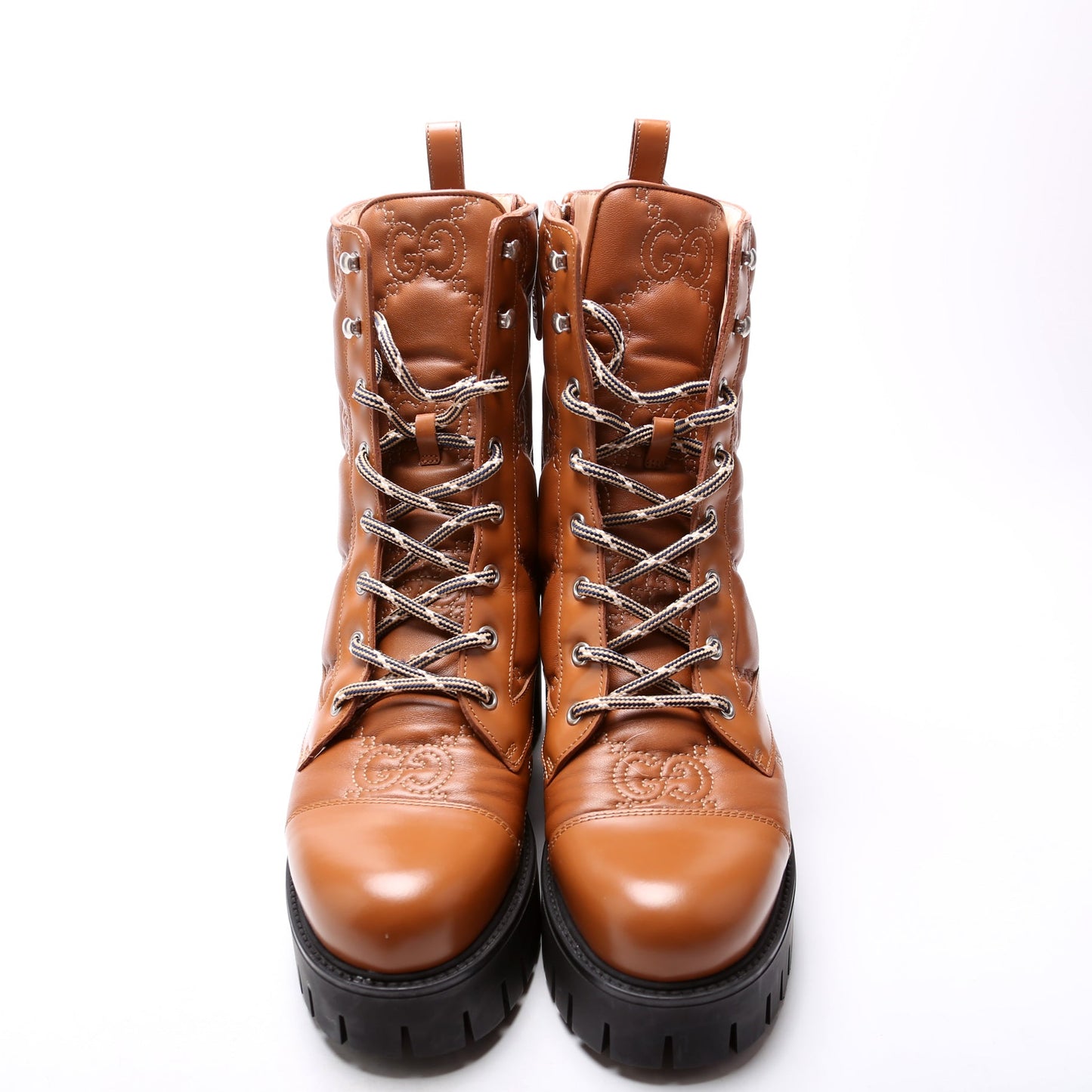 Gucci GG Matelasse Lace Up Boots Size . Brown