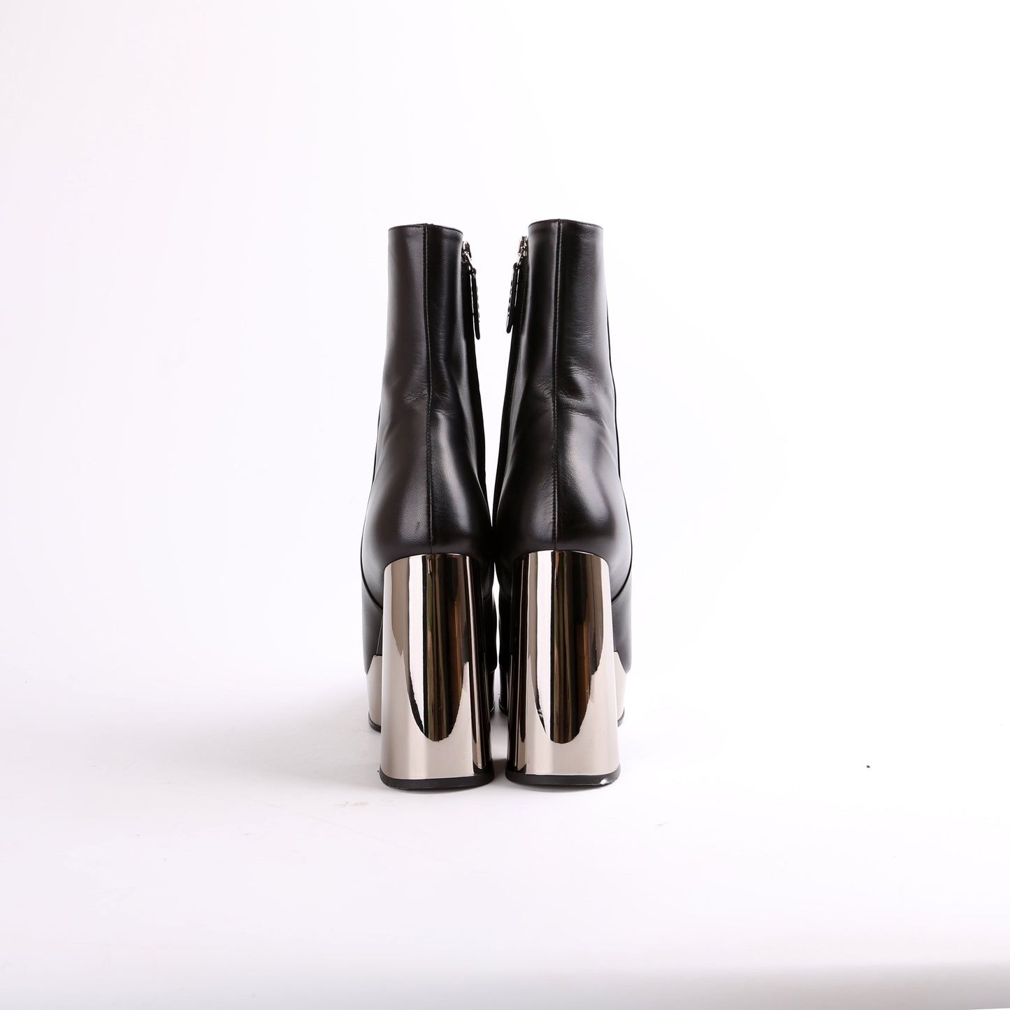 Gucci Chrome Platform Calfskin Leather Ankle Boots Size