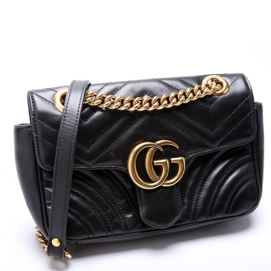 Gucci  Marmont Leather Shoulder Mini Flap Black