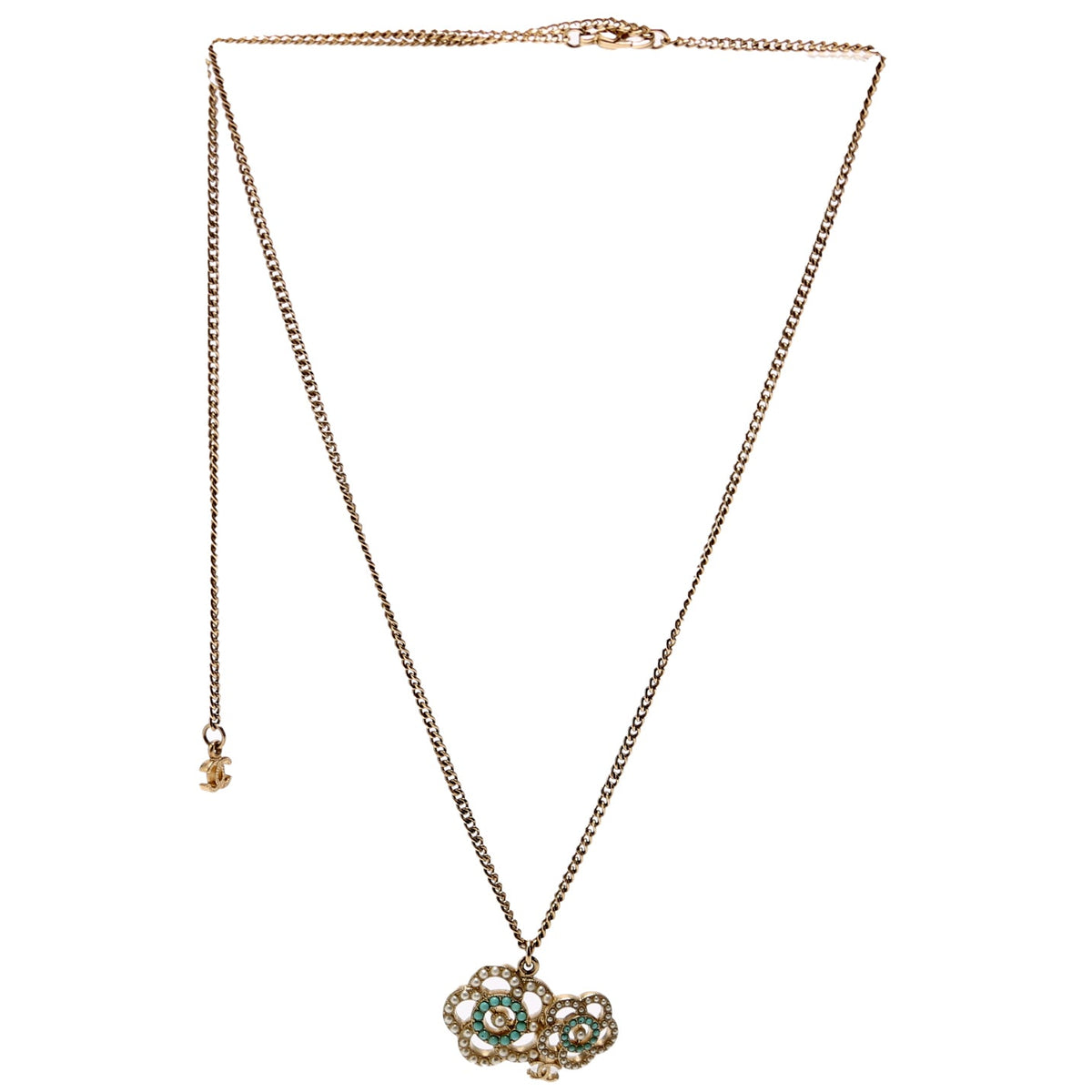 Coco Camelia Necklace Gold/Teal