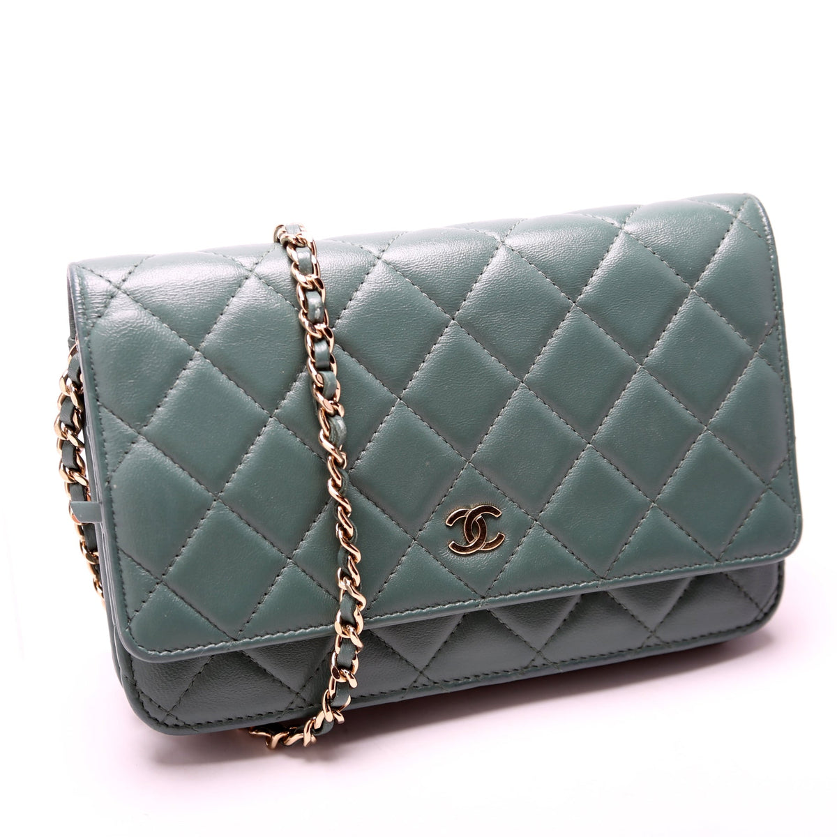WOC Classic Quilted Lambskin 26M Green