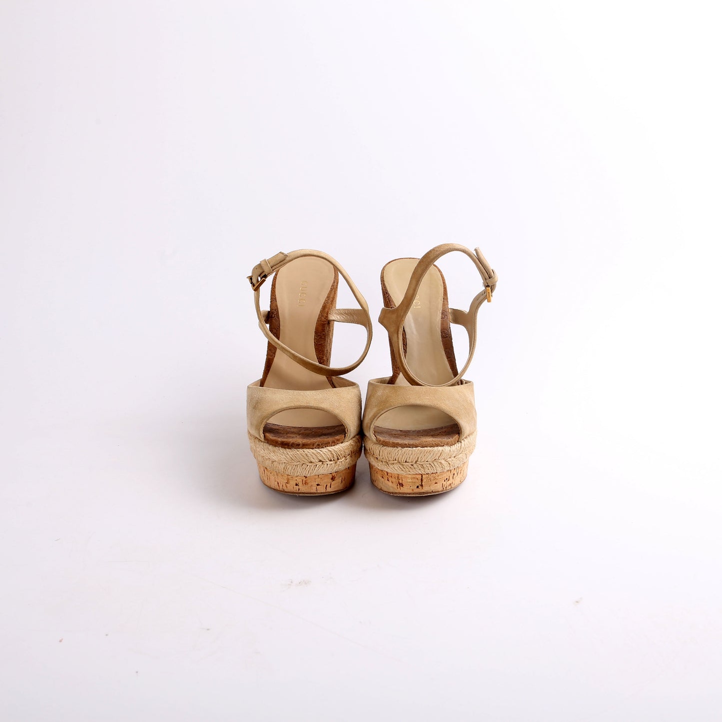 Gucci Peep Toe Espadrille Wedges Size .