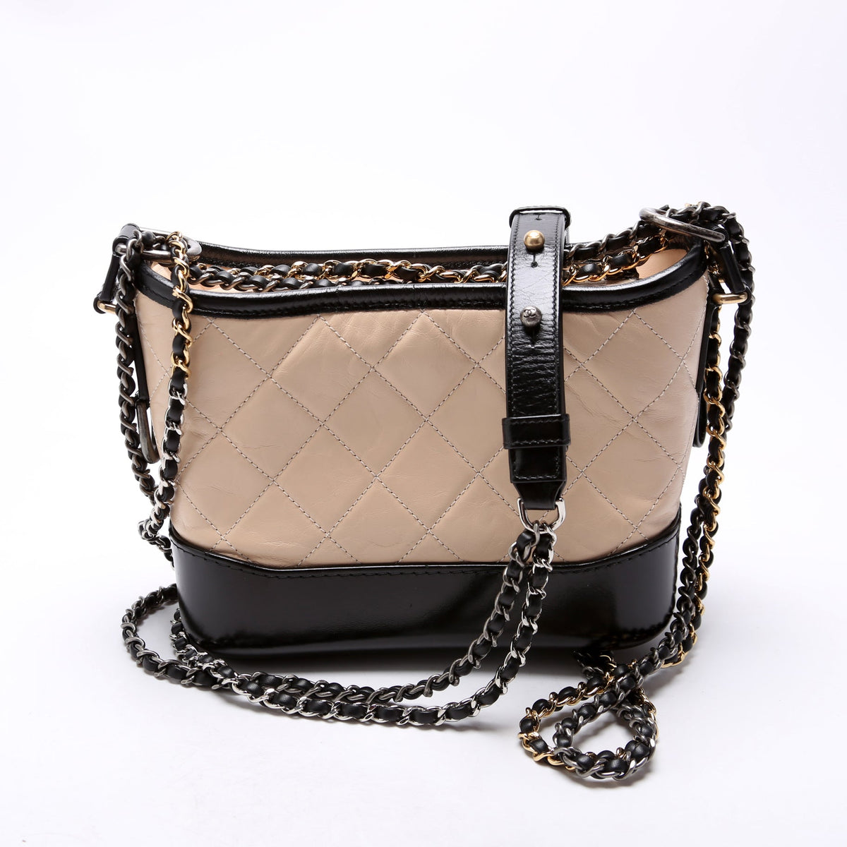 Gabrielle Hobo Small Calfskin 25M Beige/Black