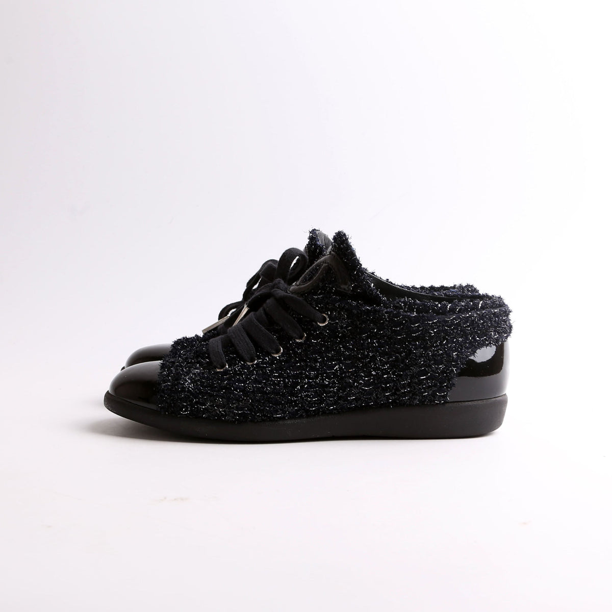 Tweed/Patent Cap Toe Trainers Size 35.5