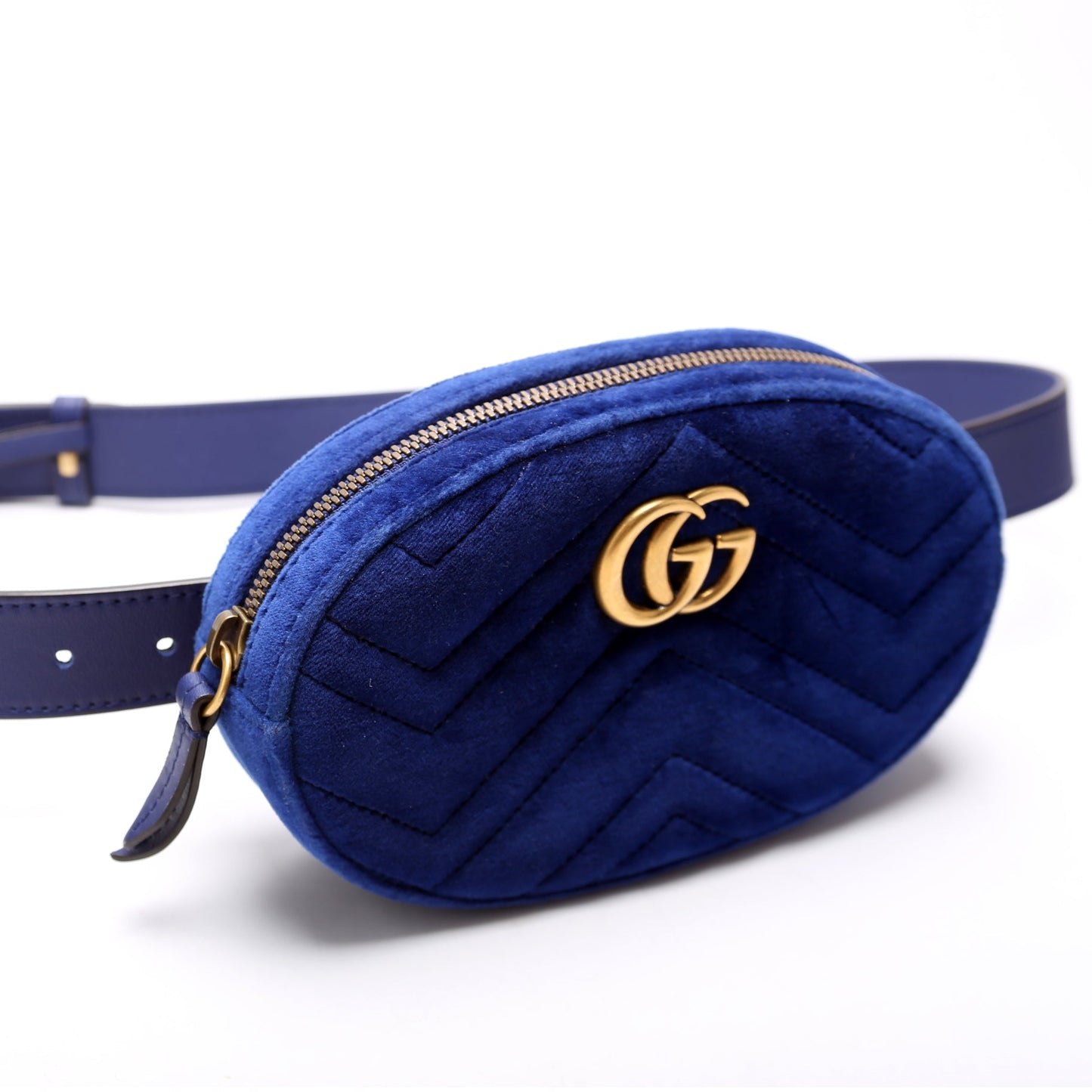 Gucci  Marmont Velvet Belt Bag Blue