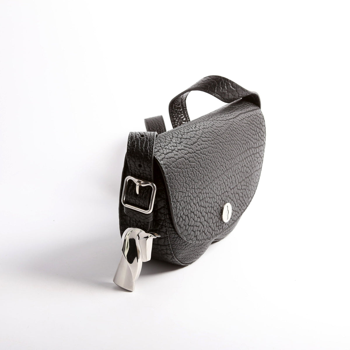 Chess Small Calfskin Satchel Black
