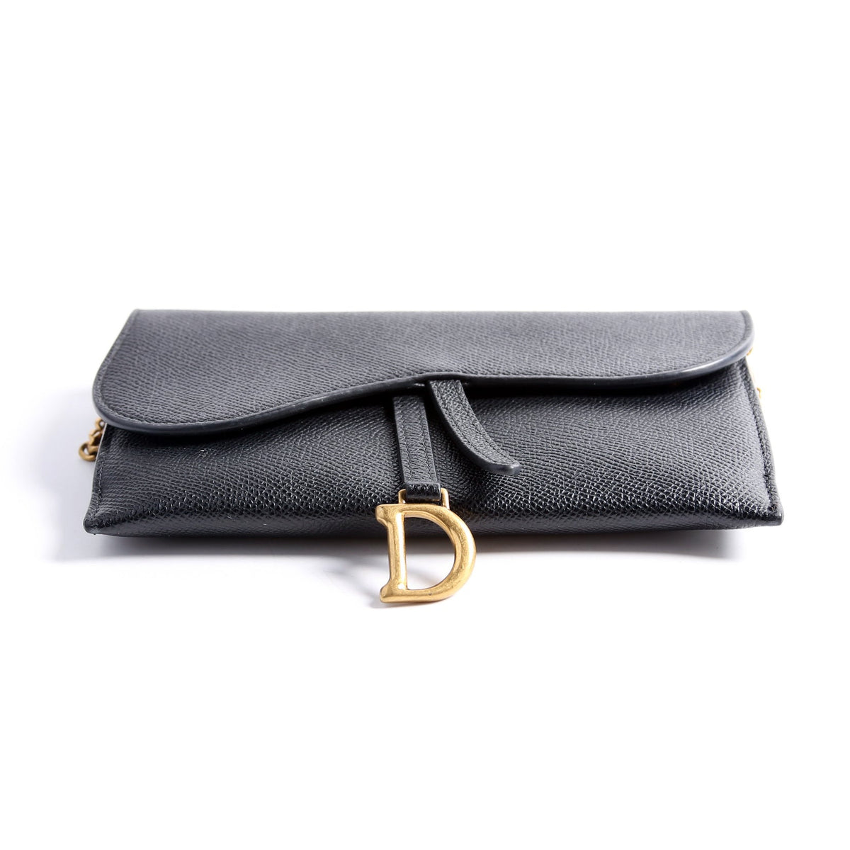 Saddle Pouch W/Chain Small Calfskin Black