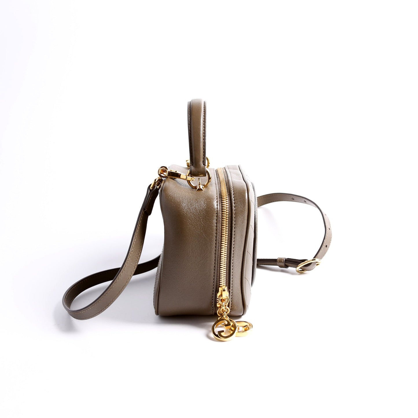 Gucci  Blondie Leather Top Handle Bag Khaki