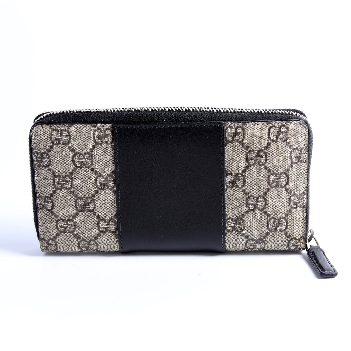 Gucci  GG Supreme/Leather Zip Around Wallet Beige/Black
