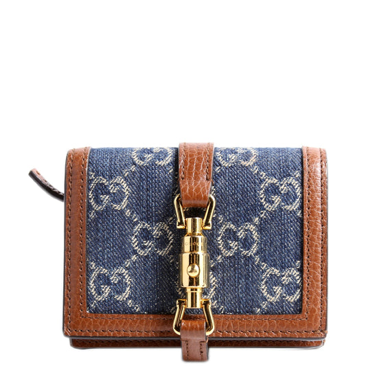 Gucci  GG Denim Jackie Card Case Navy/Brown
