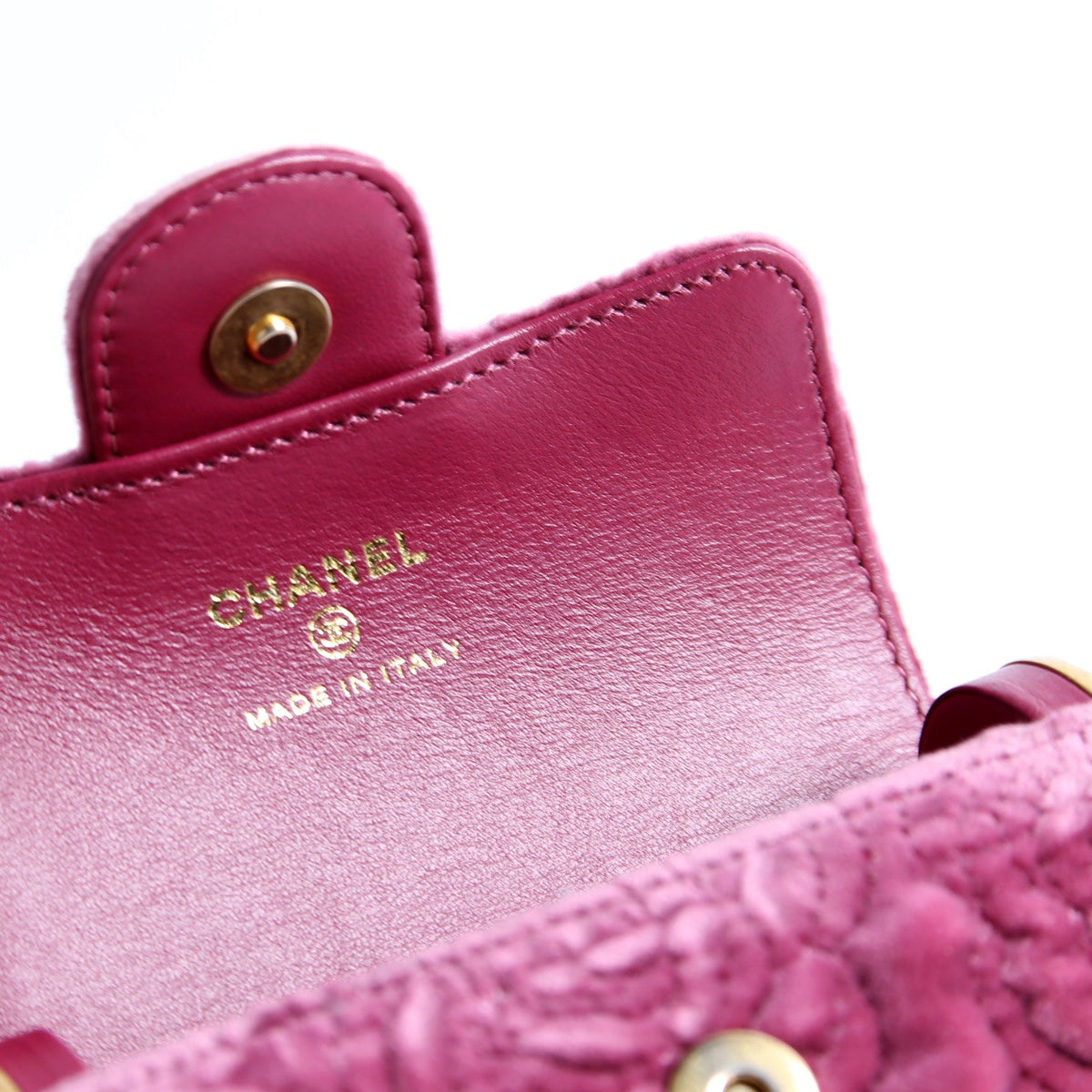 Camellia Embossed Velvet Jewel Belt Card Holder With Chain Mauve