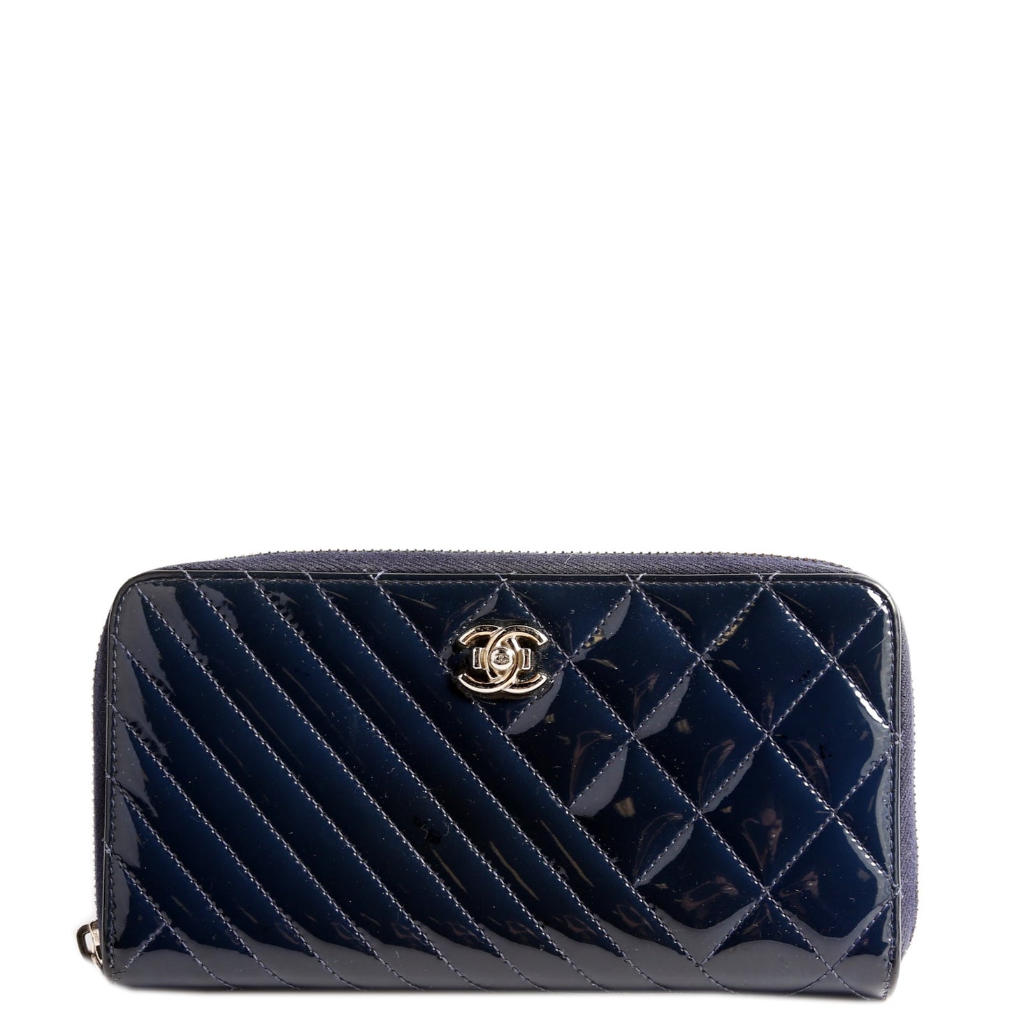 Coco Boy Patenet Zip Around Wallet Navy