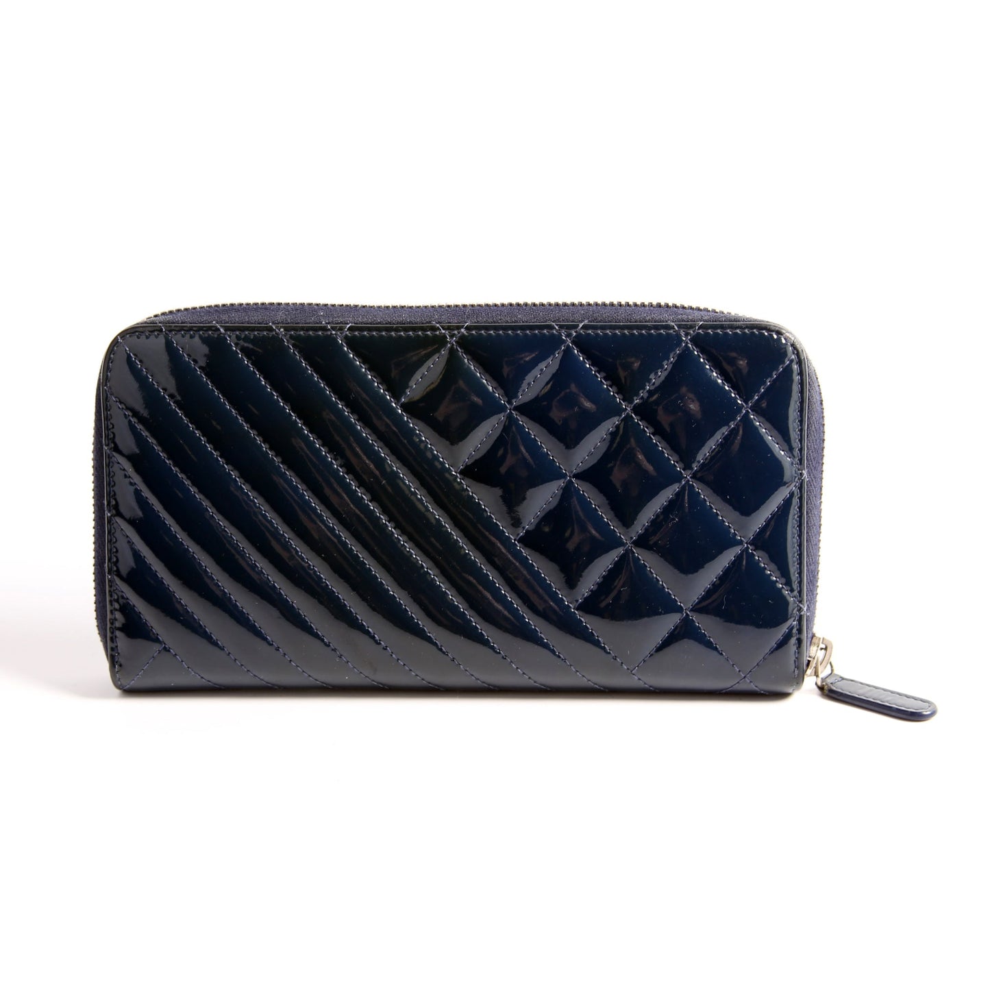 Coco Boy Patenet Zip Around Wallet Navy