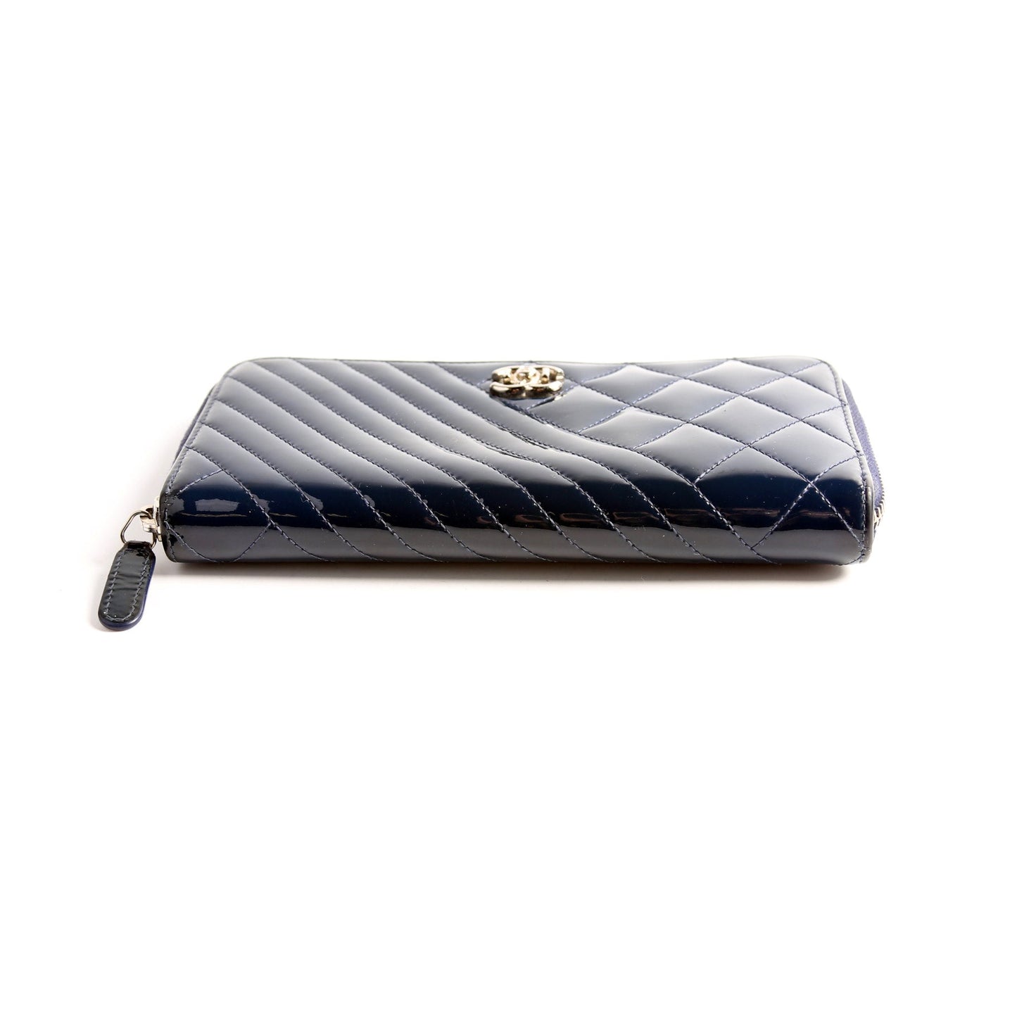 Coco Boy Patenet Zip Around Wallet Navy